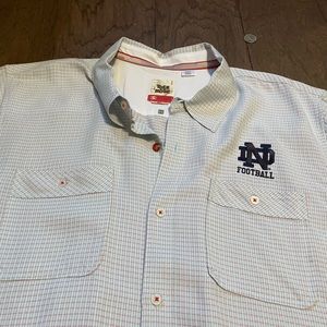 Notre Dame Toes on the Nose short sleeved plaid button down